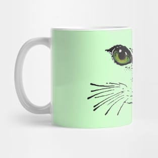 Cat Face Green eyes Whiskers Mug